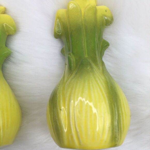 Vintage 50s 60s Yellow Onion Smiley Ceramic Salt Pepper Seasoning Shakers Japan - Picture 6 of 9